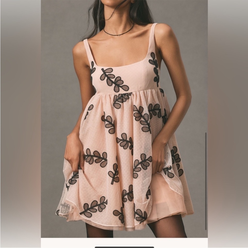 Anthropologie Square Neck Tulle Babydoll Dress
